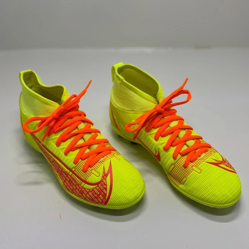Nike Jr Mercurial Superfly 8 Academy FG/MG Volt Crimson Soccer Cleats Youth 3.5Y